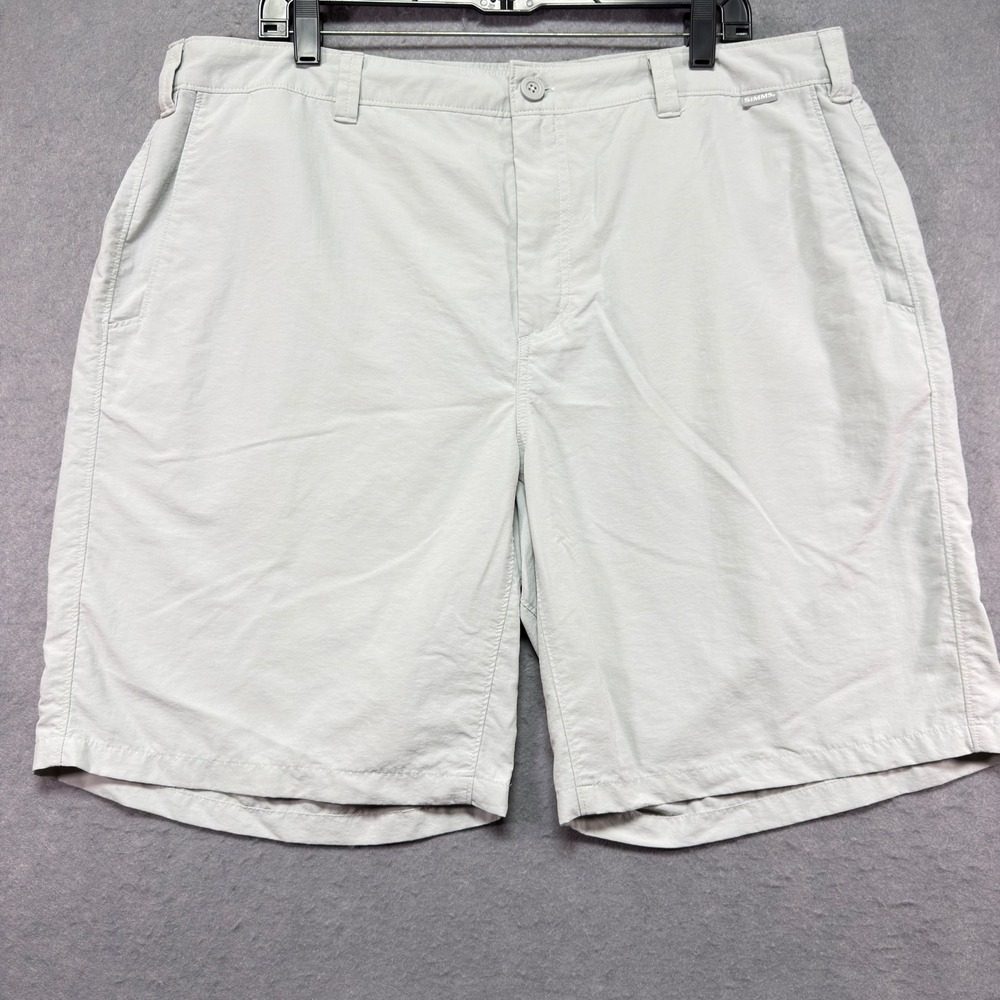 Simms Mens Fishing Shorts Light Gray Size 40 Technical Outdoor Hiking Quick Dry
